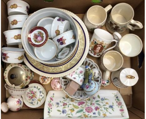 A collection of ceramics to include; Royal Worcester Evesham kitchen items, commemorative mug and plate including trinket dis