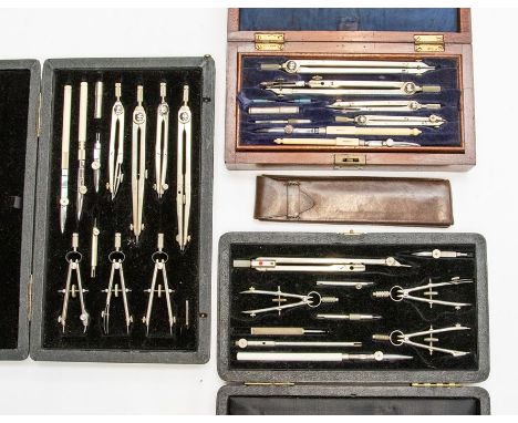 Three cased draughtsman sets, circa 1925-1955: including two by Thornton of Manchester and an MOD issued Guiness set, togethe