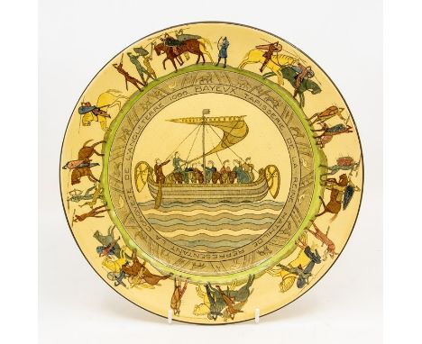 A mid 20th Century Royal Doulton plate, with the Bayeux Tapestry of 1066 no chips or cracks, crazing present