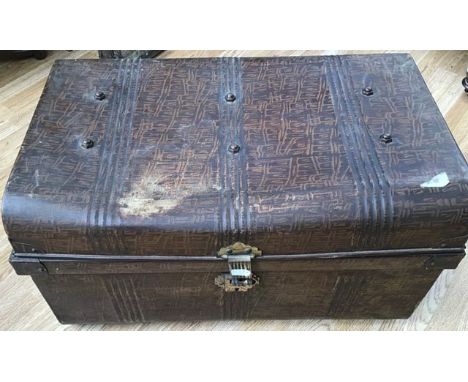 A Chinese style tin trunk, late 19th Century made in England, label to inside cover&nbsp;