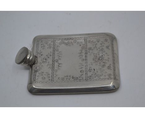 A flat plated Edwardian hip flask