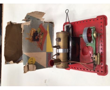 Mamod stationary steam engine number SE 2, along with Meccano parts . 1960’s.
