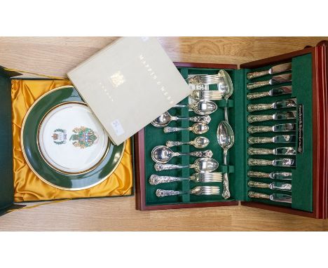 A plated six piece canteen King's pattern service, by Sander & Bowers of Sheffield together with a Mappin & Webb Sheffield wo