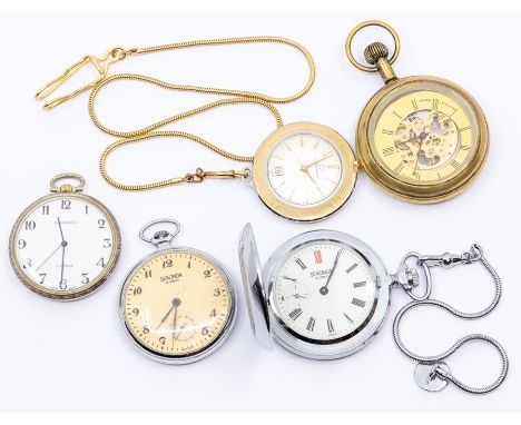 An Eterna bi-metal open face 'Eterna-Matic' pocket watch, mid 20th Century, the champagne dial with gilt baton markers, date 