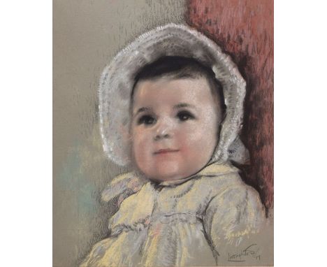 Laurence Houghton - Pastel - Portrait of a baby girl 'Jaqueline', signed and dated '44, verso with Royal Society Of Portrait 