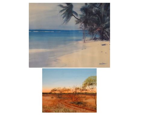 Sue Nagel - Oil on board - Sunrise At Munandi, Queensland (Australia), 23.5cm x 28.5cm, framed , together with a signed limit