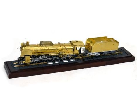 Brass kit built model locomotive and tender numbered D51200, on stepped plinth base with track, the plinth 108cm wide   Condi