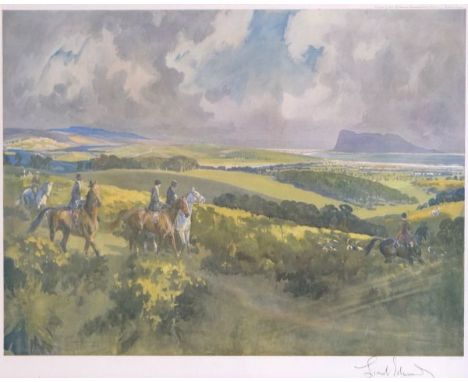 Lionel Edwards - Signed hunting print, published by Eyre & Spottiswoode, 32cm x 49cm, in card mount and gilt framed under gla