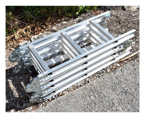 Aluminium four section folding ladder of twelve rung design   Condition: 