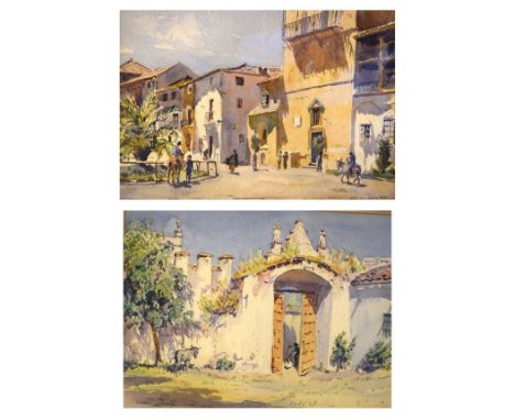 Lionel Lindsay (Australian, Early 20th Century) - Two watercolours - 'Plaza de Santa Maria, Ronda, Spain' signed lower right,