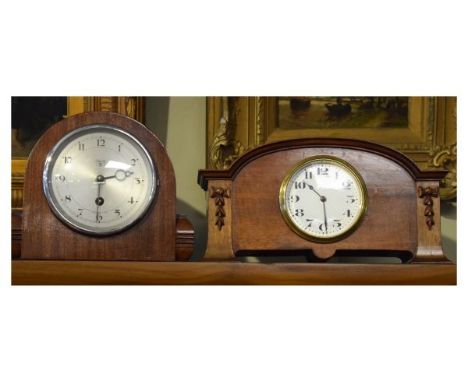Two mahogany cased mantel clocks   Condition: 