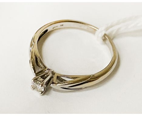 9CT GOLD &amp; DIAMOND RING - SIZE K - 1.6 GRAMS APPROX