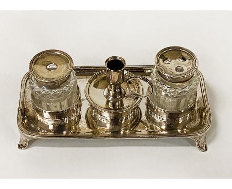 EAMES &amp; EDWARD BARNABY 1808 STERLING SILVER INKWELL &amp; CANDLE SNUFFER