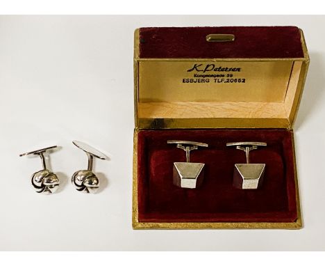 TWO PAIRS OF DANISH SILVER CUFFLINKS