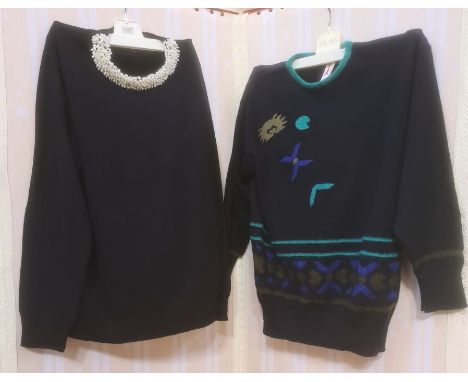 Pure cashmere twin-set, size 18, brand new Jaeger black jumper with faux pearl beaded neckline, Cutter &amp; Buck cashmere an