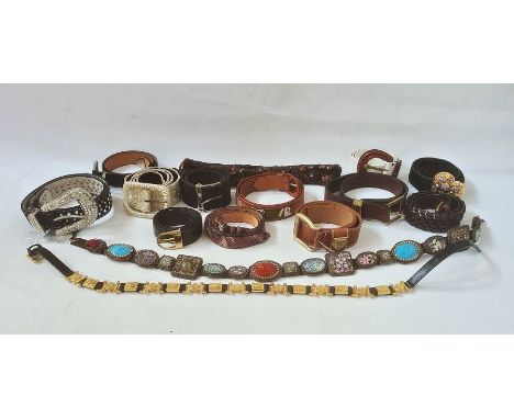 Assorted vintage and later lady's belts&nbsp;and a sequin scarf (1 box)