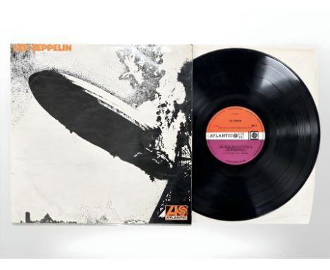 Led Zeppelin - Led Zeppelin I, LP, Atlantic Records 588 171, orange lettering, bearing four signatures in biro to reverse.  C