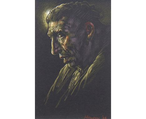 * PETER HOWSON OBE,THE FIRST STEP IIpastel on black paper, signed and dated '0620cm x 13cm Mounted, framed and under glassPro