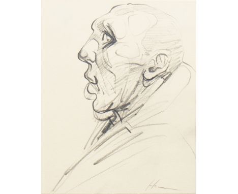 * PETER HOWSON OBE,A PUZZLED MANpencil on paper, signed 19cm x 15cm Framed and under glassProvenance: From a Glasgow gentlema