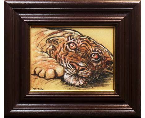 * PETER HOWSON OBE,TIGERpastel on paper, signed 24cm x 32cmFramed and under glassProvenance: From a Glasgow gentleman's priva