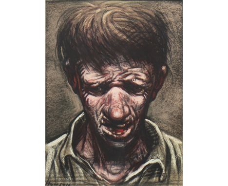 * PETER HOWSON OBE,YOUNG DOSSERpastel on paper, signed 28cm x 21cm Mounted, framed and under glassProvenance: From a Glasgow 