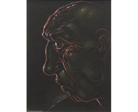 * PETER HOWSON OBE,NIGHTHAWKpastel on black paper, signed 19cm x 14cm Mounted, framed and under glassProvenance: From a Glasg