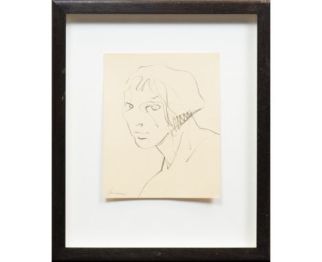 * PETER HOWSON OBE,FEMALE HEAD PORTRAITpencil on paper, signed 19cm x 15cm Framed and under glassProvenance: From a Glasgow g