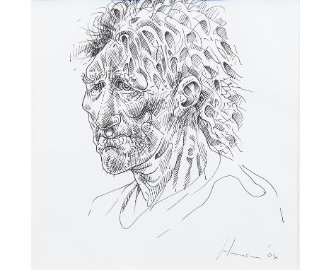 * PETER HOWSON OBE,EDDIEpen on paper, signed and dated 200420cm x 20cmMounted, framed and under glassProvenance: From a Glasg