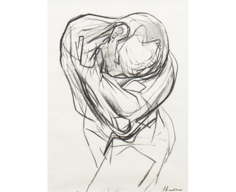 * PETER HOWSON OBE,CONTORTED FIGUREcharcoal on paper, signed 38cm x 28cmMounted, framed and under glassProvenance: From a Gla