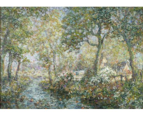 John Falconer Slater (1857-1937)  ''The Sparkle of the Summer Sun'' Signed, mixed media on board, 78cm by 108cm   Provenance: