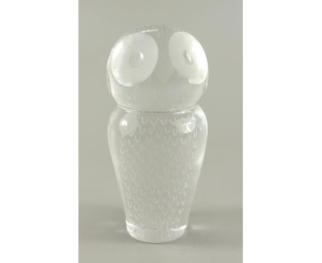 Eule aus der Serie "Crystal Zoo", Entwurf Vicke Lindstrand für Kosta Boda, Kristallglas, graviert, H.9,5cm, unsigniertOwl fro
