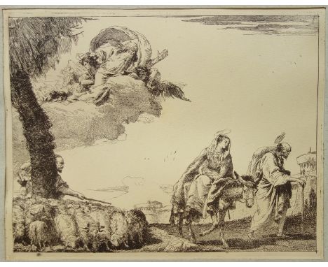 nach Giandomenico Tiepolo, "Die heilige Familie in der Nähe der Stadtmauer (La Sacra Famiglia in prossimità delle mura di una