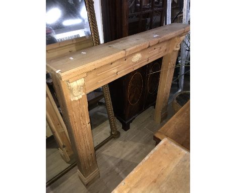 GOOD CARVED PINE FIRE SURROUND INNER DIAMETER 35"