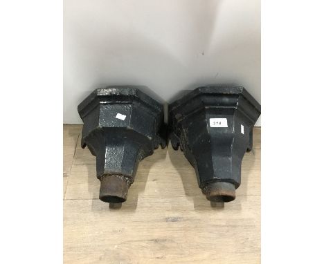 PAIR OF VINTAGE IRON DRAINPIPE HOPPER HEADS