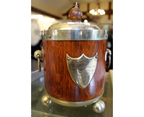 Tobacco jar presented to Sgt Major T.P.Collins from 2nd East Yorkshire Regiment 1892 and military button content