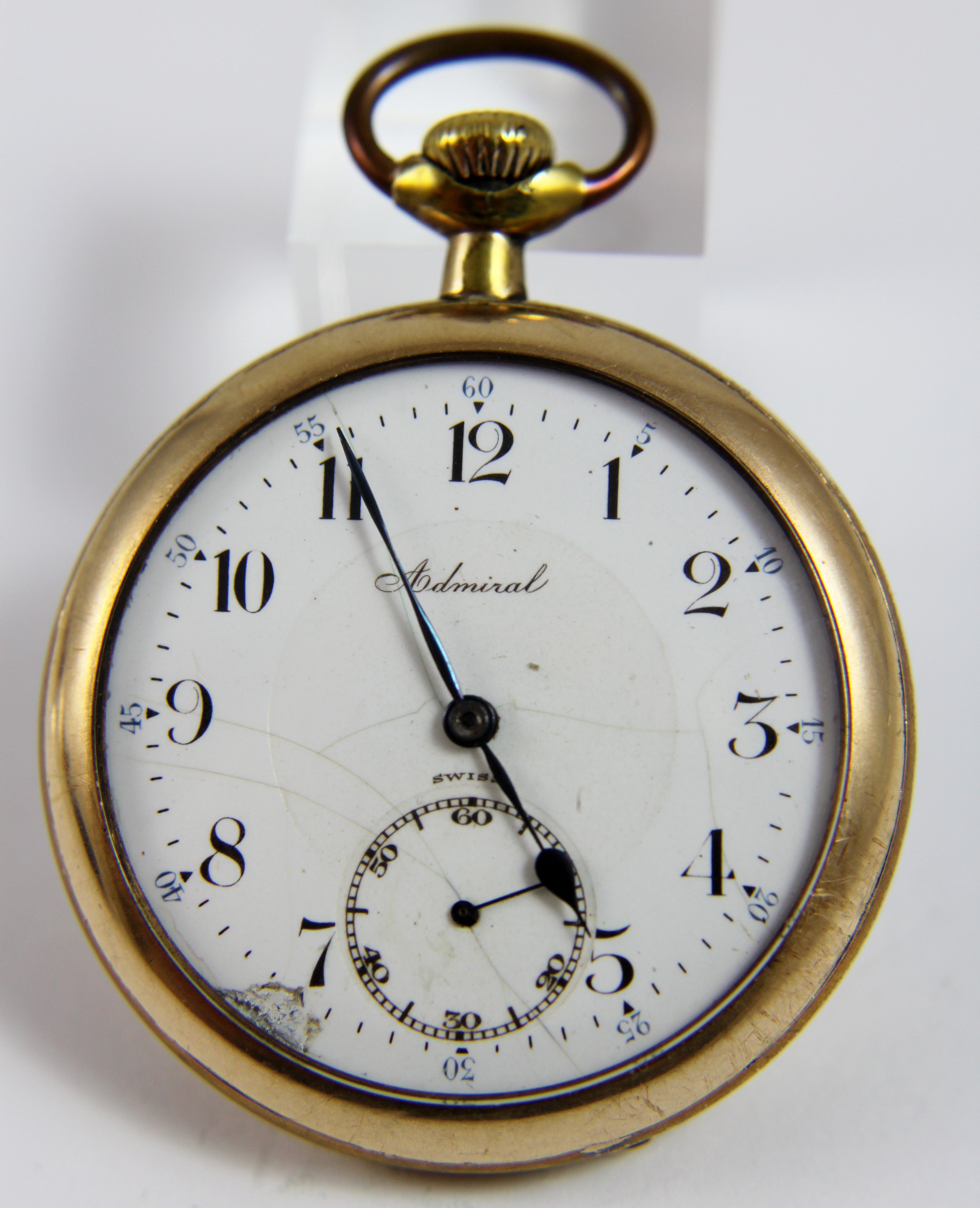 Admiral pocket watch by Tacy Watch Company, Fortune gold filled case No