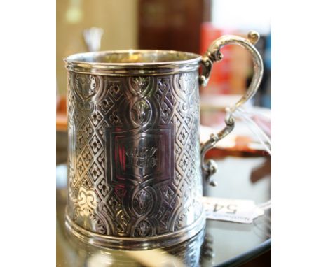 Silver christening mug with original gilt interior, London 1863 by Hunt & Roskell, late Storr & Mortimer, silversmith to Quee