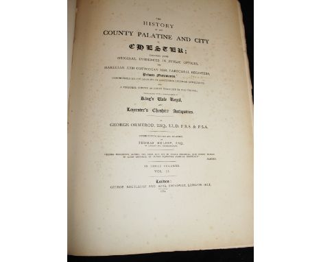 Large vintage hardback books, The History of Cheshire, The History of County Palatine and City of Chester and History of Ches