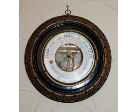 Macgregor & Co Opticians oak aneroid thermometer barometer