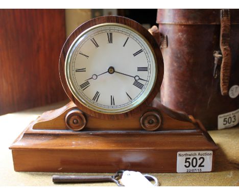 Brevete walnut veneer clock with key and pendulum