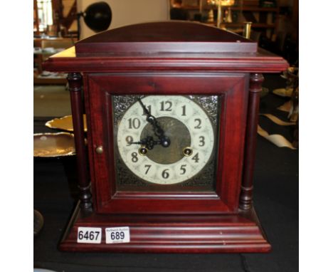 Wood cased mechanical mantel clock with key and pendulum ( in office )