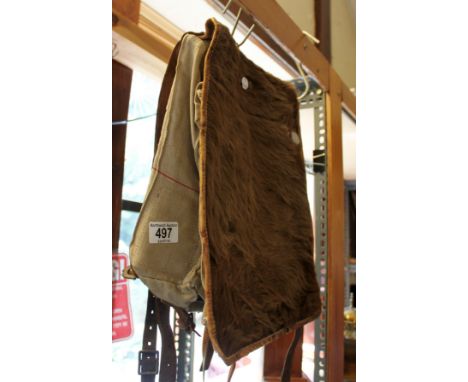 Vintage backpack with fur overlay cover, possibly German soldiers