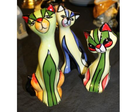 Three Lorna Bailey ceramic cat figures
