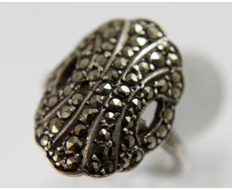 Vintage silver marcasite ring, size M/N