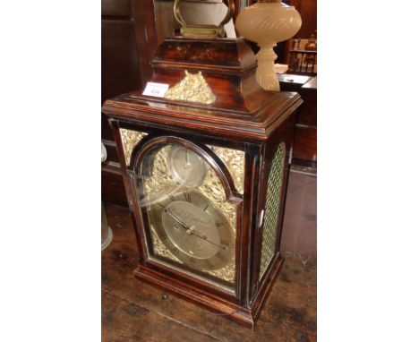 A George III mahogany bracket clock by Paul Rimbault of London with silvered dial and chapter ring, strike/silent and calenda