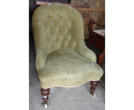 Victorian button back upholstered bedroom chair