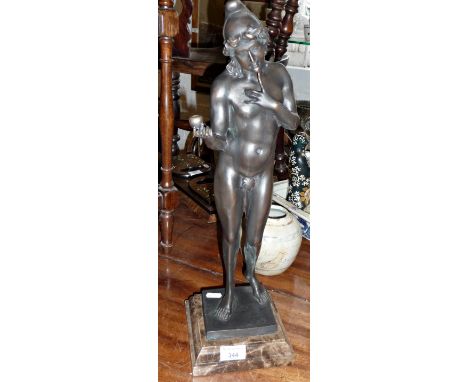 Bronze figure of Adam with an apple after Chiparus, 20" inc. marble plinth