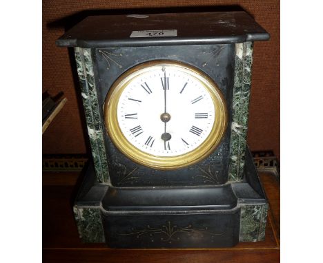 Victorian marble and slate mantle clock