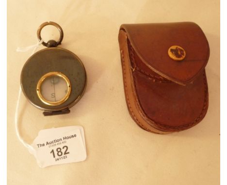 Marching compass in leather case