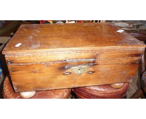 19th c. pine box with label inside from Harringtons suppliers of trunks for Army &amp; Navy